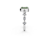 White gold Fancy Green Emerald  Milgrain Marquise Diamond Twist Band Ring_64