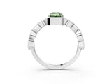 White gold Fancy Green Emerald  Milgrain Marquise Diamond Twist Band Ring_65