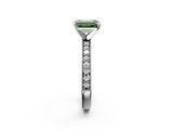 White gold Fancy Green Emerald  Milgrain Pave Diamond Engagement Ring with Four-Prong Setting_189