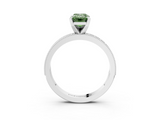 White gold Fancy Green Emerald  Milgrain Pave Diamond Engagement Ring with Four-Prong Setting_190
