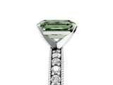 White gold Fancy Green Emerald  Milgrain Pave Diamond Engagement Ring with Four-Prong Setting_192