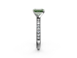 White gold Fancy Green Emerald  Milgrain Pave Diamond Engagement Ring with Four-Prong Setting_196