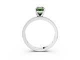 White gold Fancy Green Emerald  Milgrain Pave Diamond Engagement Ring with Four-Prong Setting_197