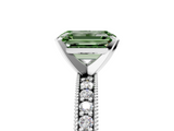 White gold Fancy Green Emerald  Milgrain Pave Diamond Engagement Ring with Four-Prong Setting_198