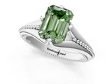 White gold Fancy Green Emerald  Solitaire Beaded Band Six-Prong Setting_1