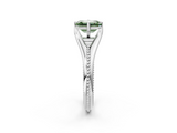 White gold Fancy Green Emerald  Solitaire Beaded Band Six-Prong Setting_2