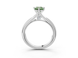 White gold Fancy Green Emerald  Solitaire Beaded Band Six-Prong Setting_3