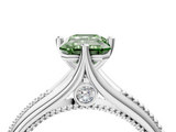 White gold Fancy Green Emerald  Solitaire Beaded Band Six-Prong Setting_4
