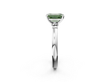 White gold Fancy Green Emerald  Solitaire Beaded Band with Four-Prong Setting_26