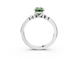 White gold Fancy Green Emerald  Solitaire Beaded Band with Four-Prong Setting_31