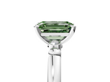 White gold Fancy Green Emerald  Solitaire Beaded Band with Four-Prong Setting_33