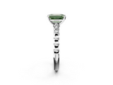 White gold Fancy Green Emerald  Solitaire Bezel Accent Diamond Engagement Ring with Beaded Band and Four-Prong Setting_55