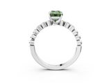 White gold Fancy Green Emerald  Solitaire Bezel Accent Diamond Engagement Ring with Beaded Band and Four-Prong Setting_56