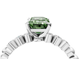White gold Fancy Green Emerald  Solitaire Bezel Accent Diamond Engagement Ring with Beaded Band and Four-Prong Setting_57