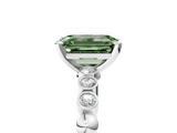 White gold Fancy Green Emerald  Solitaire Bezel Accent Diamond Engagement Ring with Beaded Band and Four-Prong Setting_58