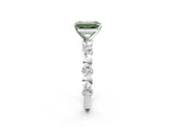White gold Fancy Green Emerald  Solitaire Bezel-Set Diamond Ring with Beaded Band and Four-Prong Setting_34
