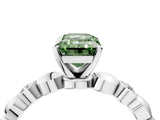 White gold Fancy Green Emerald  Solitaire Bezel-Set Diamond Ring with Beaded Band and Four-Prong Setting_36