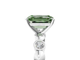 White gold Fancy Green Emerald  Solitaire Bezel-Set Diamond Ring with Beaded Band and Four-Prong Setting_37