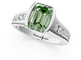 White gold Fancy Green Emerald  Solitaire Bezel-Set Diamond Ring with Channel-Set Band_35