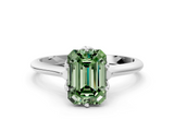 White gold Fancy Green Emerald  Solitaire Cathedral Diamond Ring with Six-Prong Setting_17