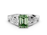 White gold Fancy Green Emerald  Solitaire Celtic Knot Engagement Ring with Four-Prong Setting_74