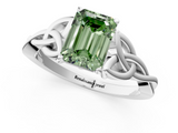 White gold Fancy Green Emerald  Solitaire Celtic Knot Engagement Ring with Four-Prong Setting_74
