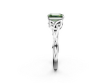 White gold Fancy Green Emerald  Solitaire Celtic Knot Engagement Ring with Four-Prong Setting_76