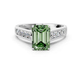 White gold Fancy Green Emerald  Solitaire Channel-Set Diamond Engagement Ring with Four-Prong Setting_32