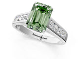 White gold Fancy Green Emerald  Solitaire Channel-Set Diamond Engagement Ring with Four-Prong Setting_33