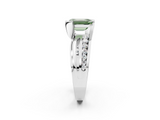 White gold Fancy Green Emerald  Solitaire Channel-Set Split Shank Ring with Tension Prong Setting_5