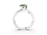 White gold Fancy Green Emerald  Solitaire Channel-Set Split Shank Ring with Tension Prong Setting_6
