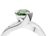 White gold Fancy Green Emerald  Solitaire Channel-Set Split Shank Ring with Tension Prong Setting_7