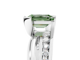 White gold Fancy Green Emerald  Solitaire Channel-Set Split Shank Ring with Tension Prong Setting_8