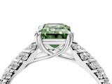 White gold Fancy Green Emerald  Solitaire Chevron Pave Diamond Engagement Ring with Six-Prong Setting_7
