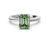 White gold Fancy Green Emerald  Solitaire Diamond Engagement Ring with Four-Prong Setting on a Classic Band_3