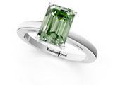 White gold Fancy Green Emerald  Solitaire Diamond Engagement Ring with Four-Prong Setting on a Classic Band_4