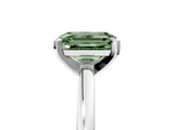 White gold Fancy Green Emerald  Solitaire Diamond Engagement Ring with Four-Prong Setting on a Classic Band_8