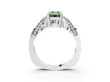 White gold Fancy Green Emerald  Solitaire Diamond Engagement Ring with Pave Band and Four-Prong Setting 3