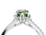 White gold Fancy Green Emerald  Solitaire Diamond Engagement Ring with Pave Band and Six-Prong Setting_24