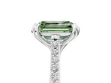 White gold Fancy Green Emerald  Solitaire Diamond Engagement Ring with Pave Band and Six-Prong Setting_25