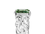 White gold Fancy Green Emerald  Solitaire Diamond Leaf Vine Band with Prong Setting_53