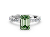 White gold Fancy Green Emerald  Solitaire Diamond Pavé Band with Four-Prong Setting_28