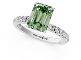 White gold Fancy Green Emerald  Solitaire Diamond Pavé Band with Four-Prong Setting_28