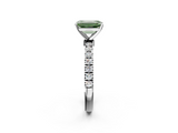 White gold Fancy Green Emerald  Solitaire Diamond Pavé Band with Four-Prong Setting_30