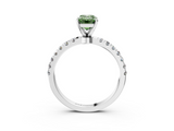 White gold Fancy Green Emerald  Solitaire Diamond Pavé Band with Four-Prong Setting_30