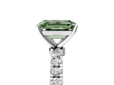 White gold Fancy Green Emerald  Solitaire Diamond Pavé Band with Four-Prong Setting_33