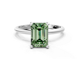 White gold Fancy Green Emerald  Solitaire Diamond Ring with 4-Prong Setting on a Classic Band_3