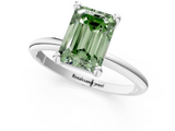 White gold Fancy Green Emerald  Solitaire Diamond Ring with 4-Prong Setting on a Classic Band_4
