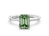 White gold Fancy Green Emerald  Solitaire Diamond Ring with Bamboo Band and Four-Prong Setting_51