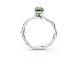 White gold Fancy Green Emerald  Solitaire Diamond Ring with Bamboo Band and Four-Prong Setting_53